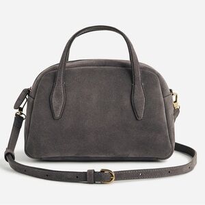 Madewell Suede Crossbody Top Handle Bag Gray With Hold Hardware and Dust Bag